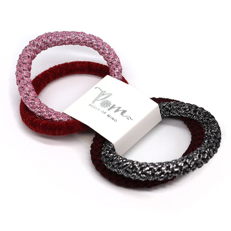Hair Bands : Elastic Mix Set 4 - Plain & Metallic - POM
