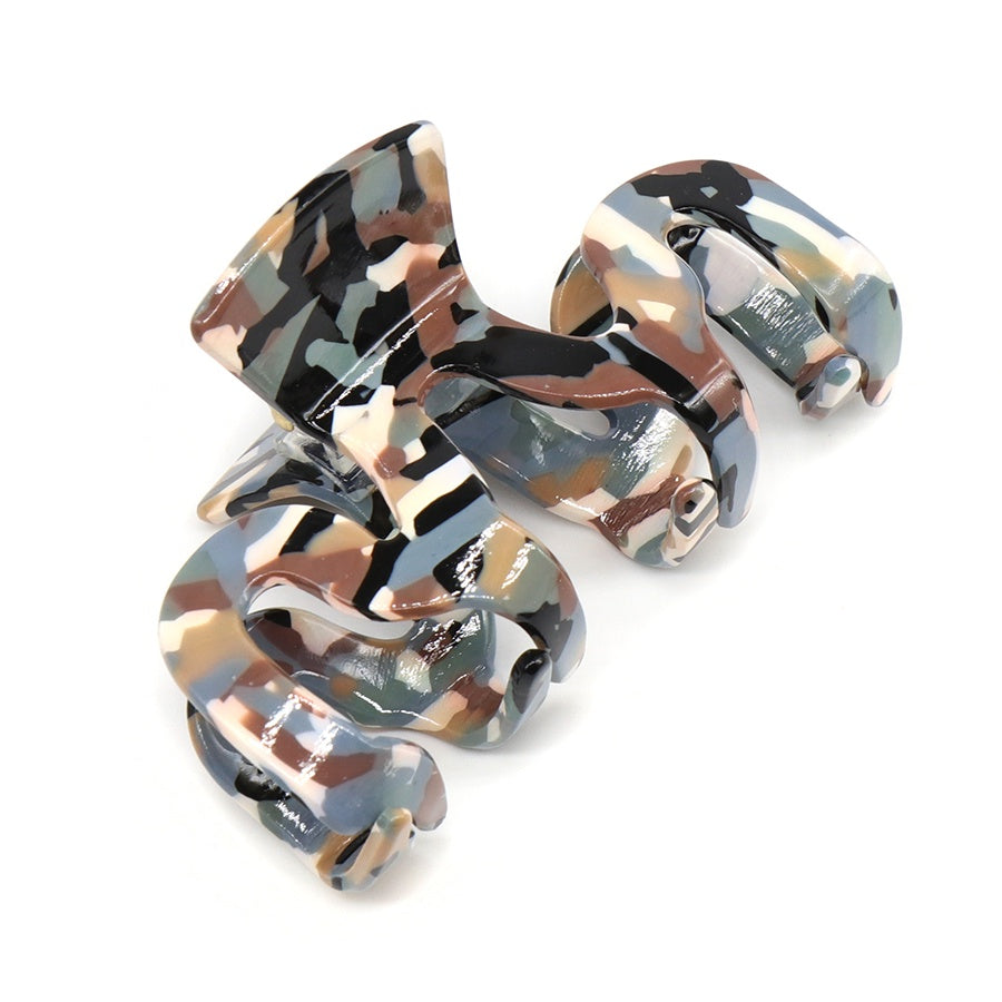 Hair Clip: Claw Large Wave  - Grey   - POM