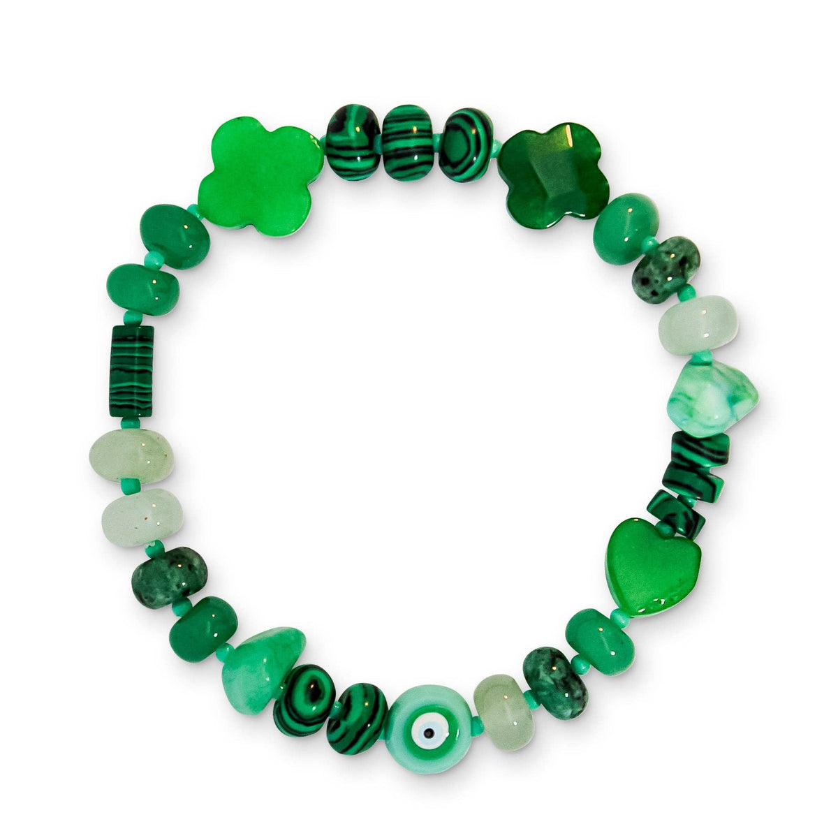 Bracelet:  Aventurine Stone Beaded Charm - Green - XuXa