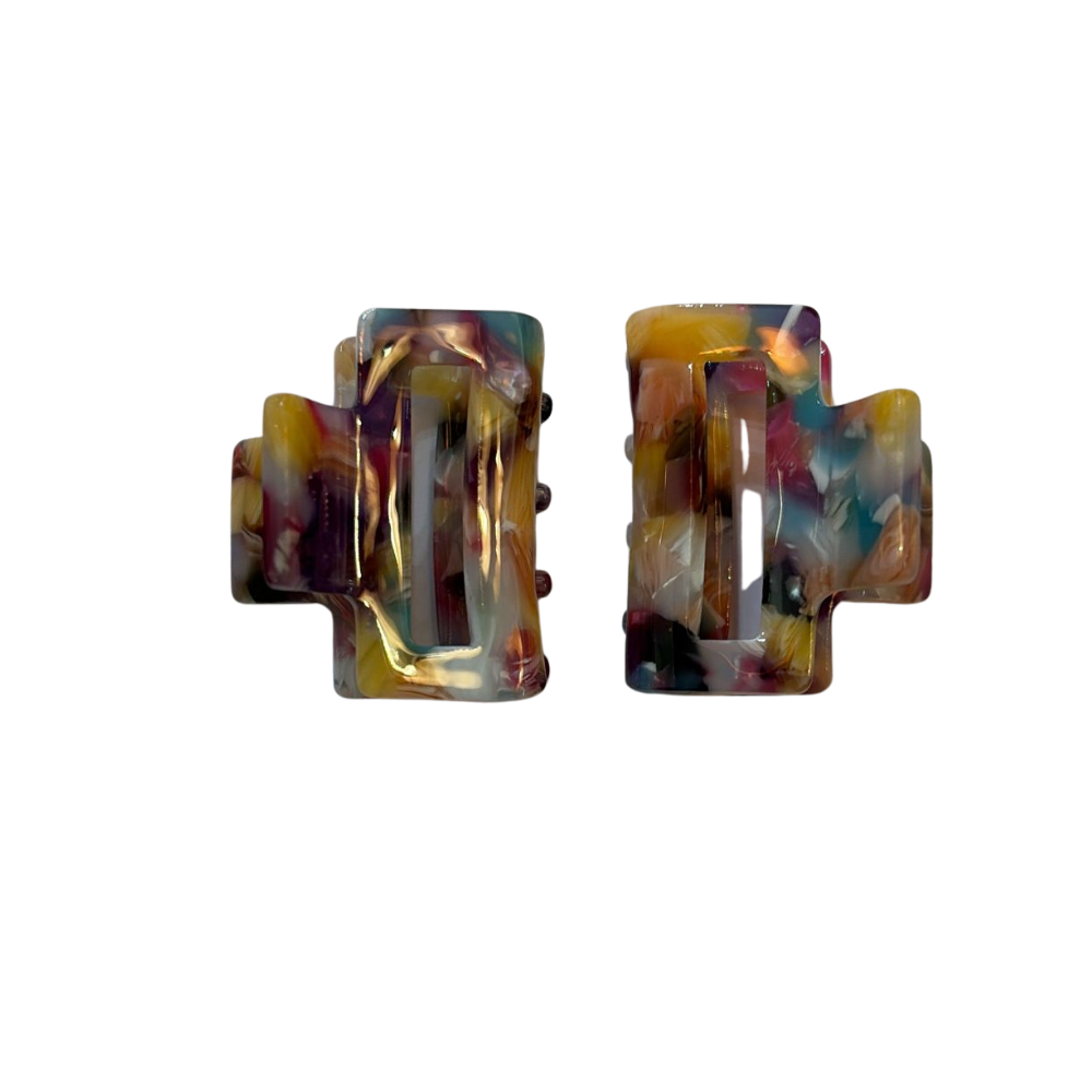 Hair Claw: Pack 2  Rectangle  - Multi - Red Cuckoo