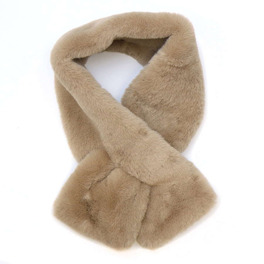 Pull Through Scarf: Faux Fur Soft  - Assorted Colours - POM