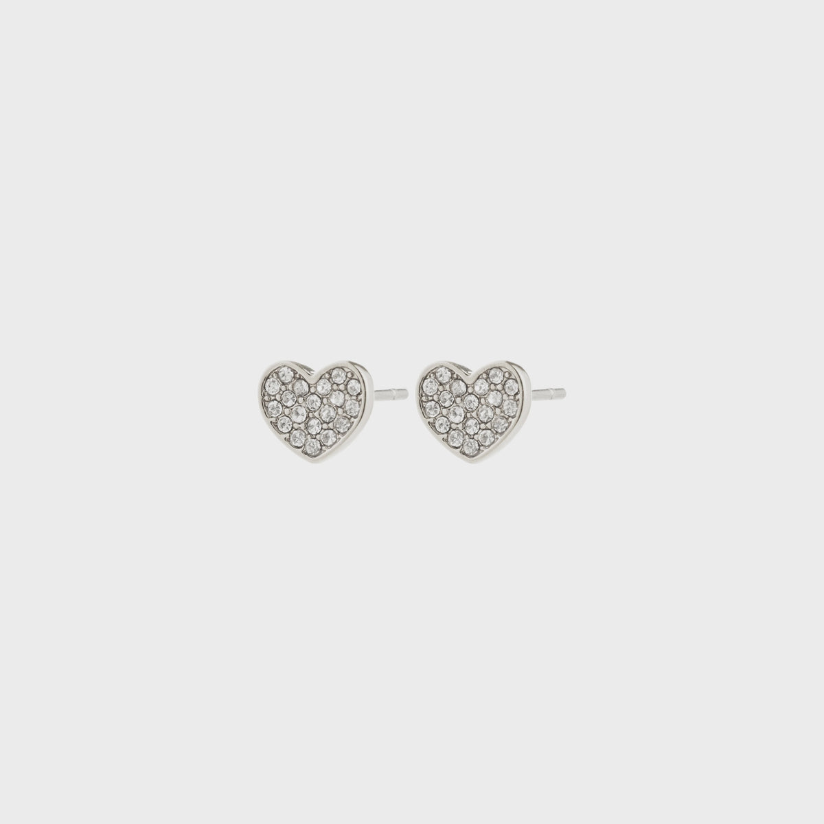 Earrings: Stud Crystal Heart EMMETT - Silver Plated - Pilgrim