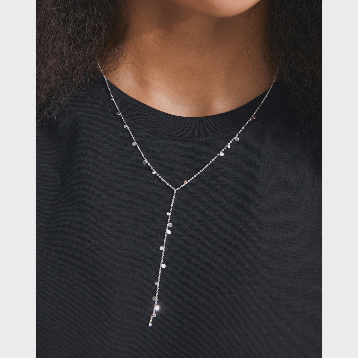 Necklace: Long Y Chain With Tiny Coin Pendants BAYLEN - Silver  Plated - Pilgrim