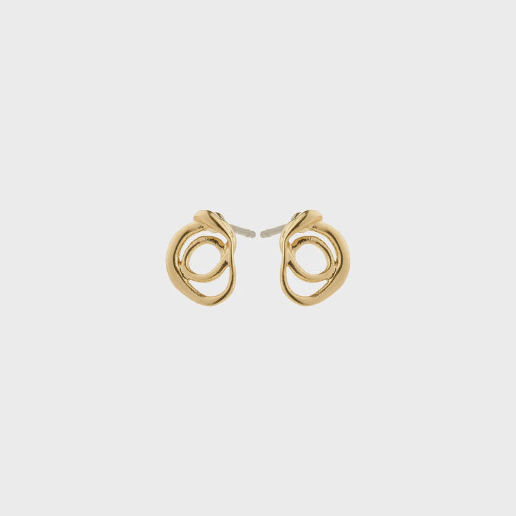 Earrings: Stud Doodle Design DIEGO - Gold Plated - PILGRIM