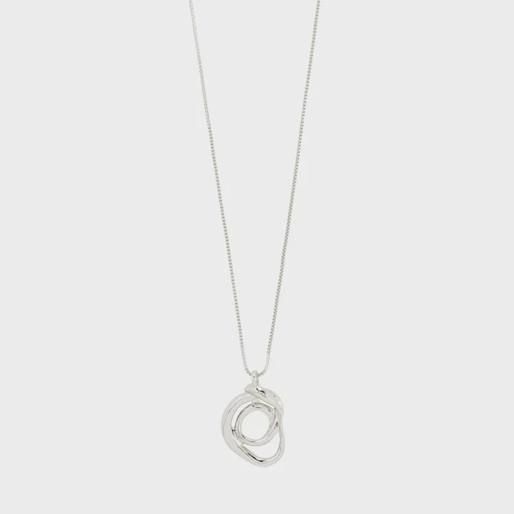 Necklace: Silver Plated Long Chain Doodle Design DIEGO - Silver- Pilgrim