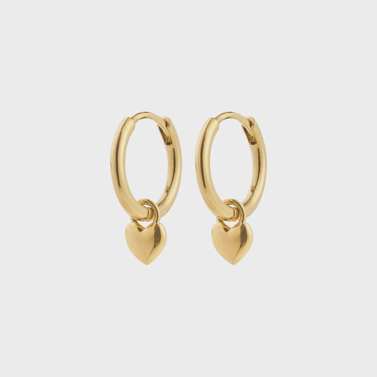Earrings: Hoop Huggie Tiny Heart - Gold Plated - Pilgrim