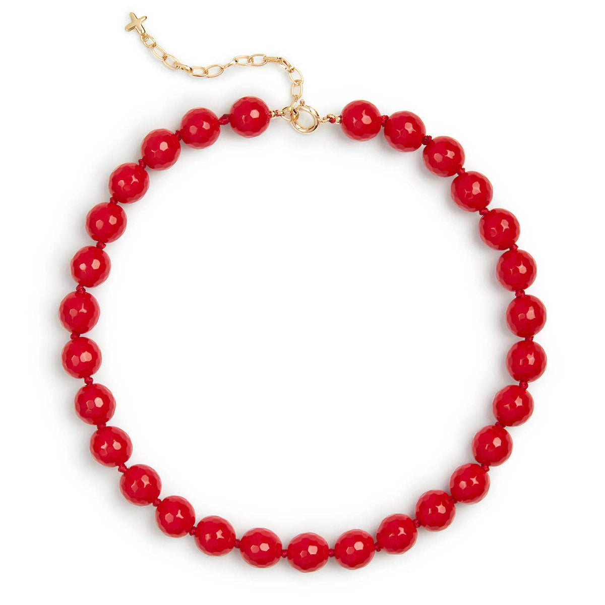 Necklace: Short  Jade Stone Natural Beaded - Red - XuXa