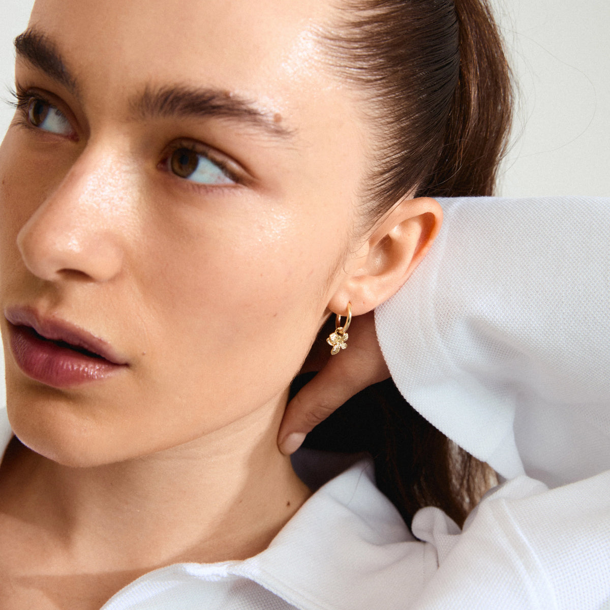 Earrings: Hoops Flower Pendant CHARMAINE - Gold Plated - Pilgrim