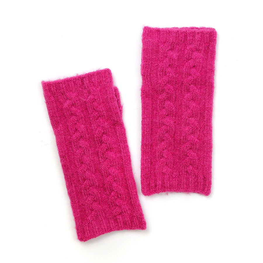 Wrist Warmers: Knit Cable Knit  - Assorted Colours - POM