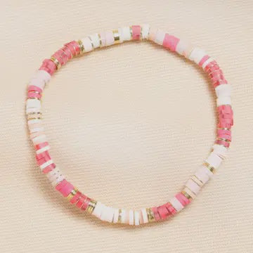 Bracelet: Beaded Elasticated - Pink - Lisa Angel