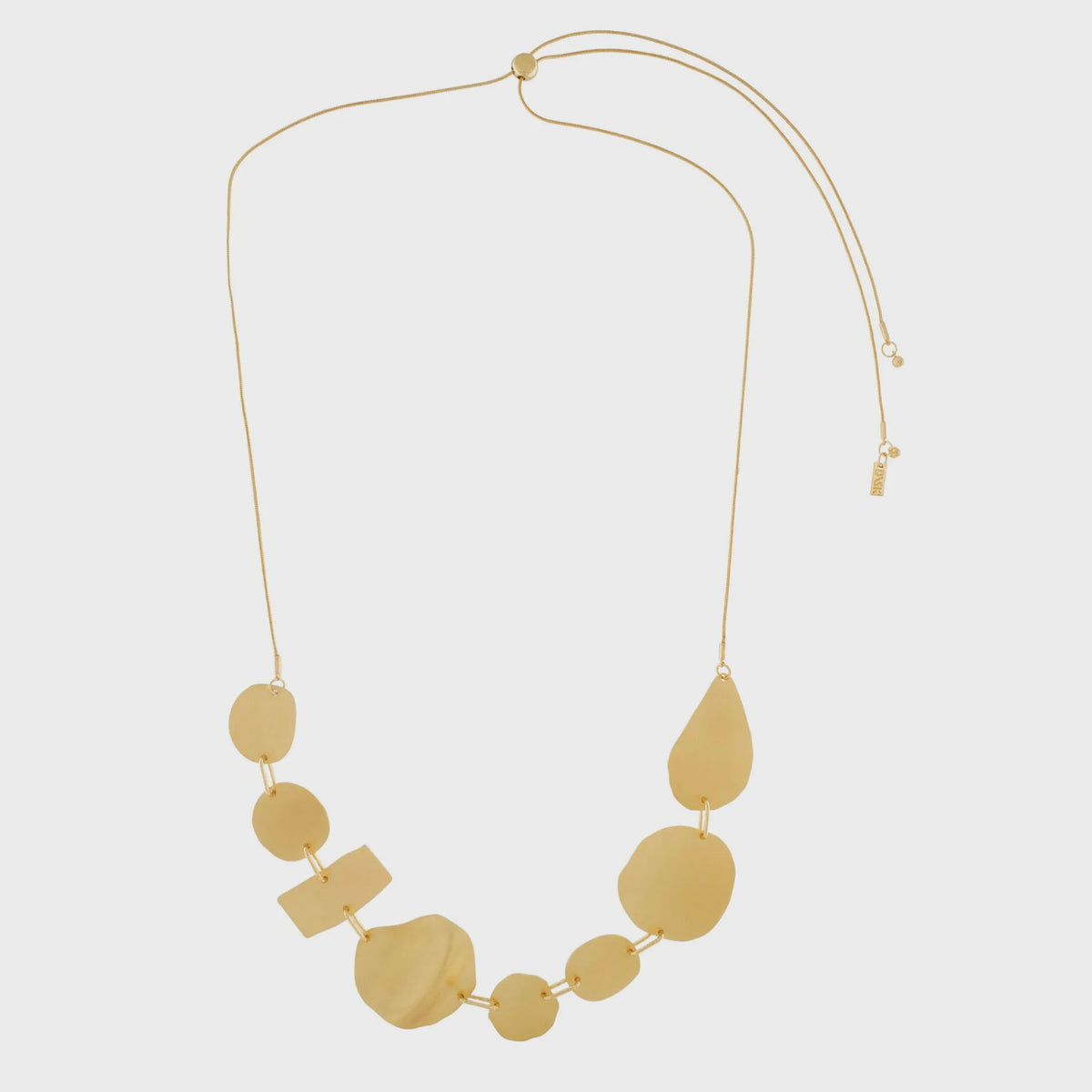 Necklace: Short Asymmetrical  Ovals Alaya - Gold Plated - FASHION - Dansk
