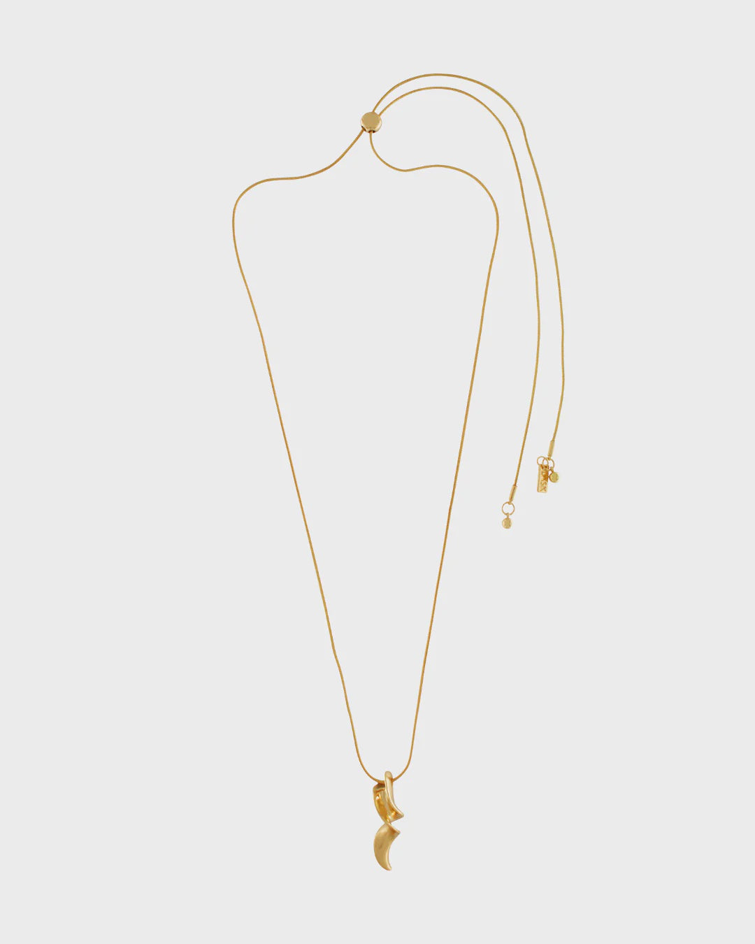 Necklace: Adjustable Curvilinear Pendant Matt Elysian   - Gold Plated - DANSK