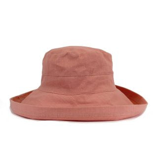 Sun Hat: Adjustable Linen Pastel Large Brim  - Various - Antique Rose