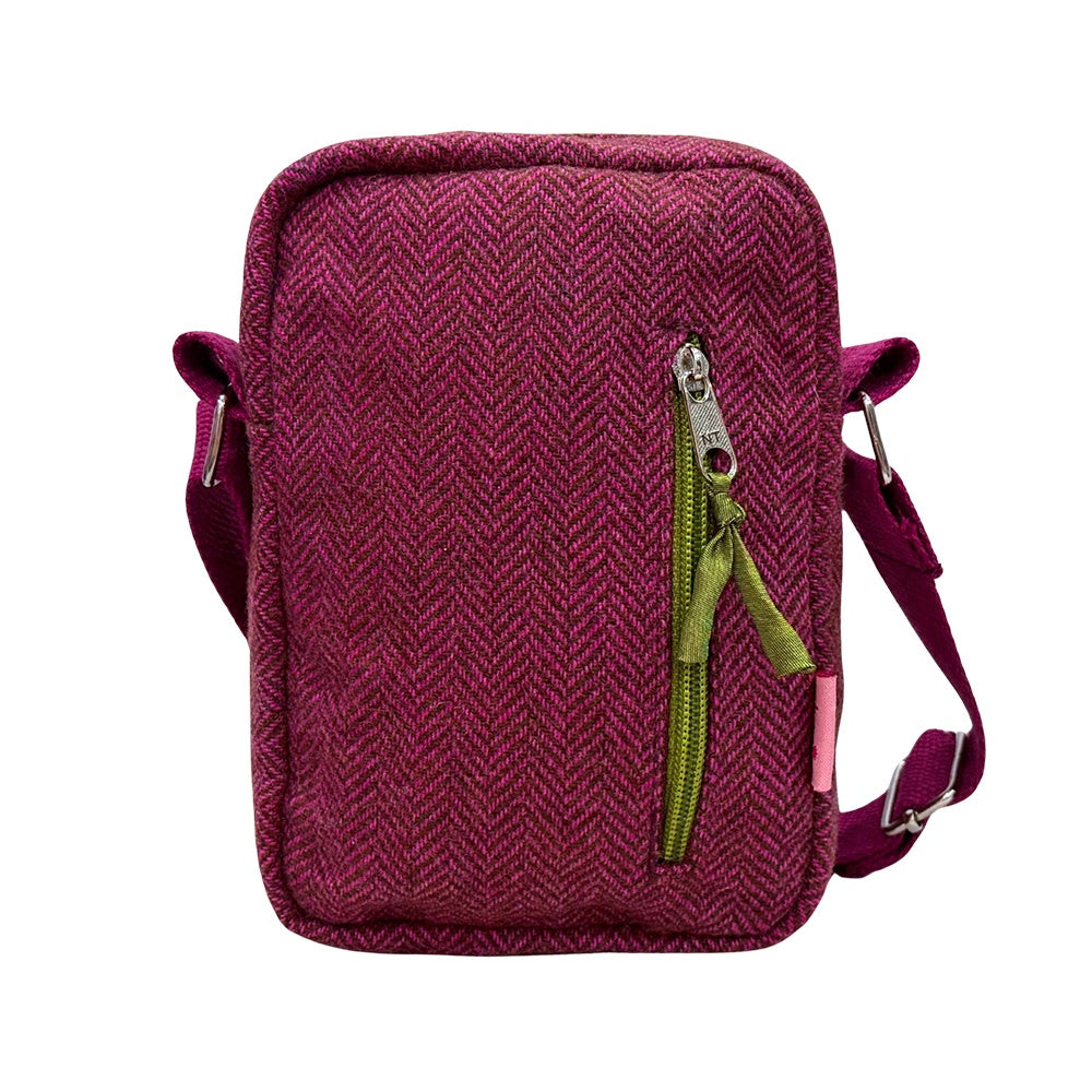 CrossBody Bag: Cotton  Zip Pocket - Pink - Lua