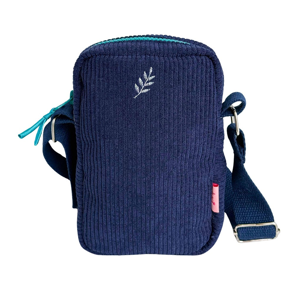 CrossBody Bag: Corduroy Zip Pocket - Navy  - Lua