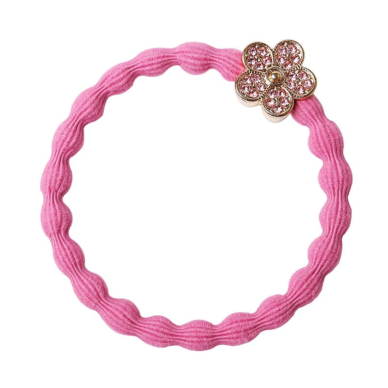 Hairband Bracelet: Stretch Bubble Elastic Gold Daisy - Rose Pink - By Eloise
