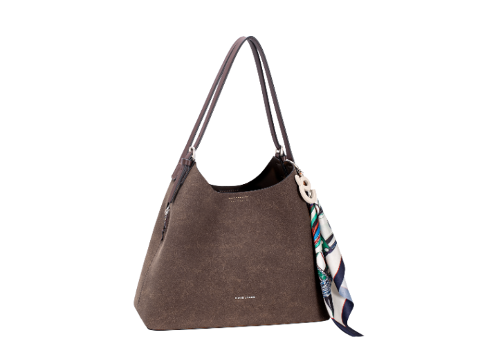 Shoulder Bag: Faux Leather Shopper Zip Top - Hot Chocolate - David Jones