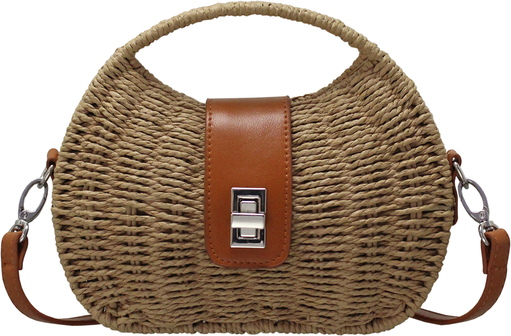 Mini Basket Bag: Straw Wicker DOVE Handles Strap - Natural Beige - ENVY