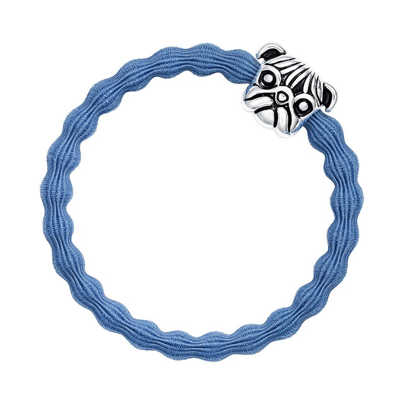 Hairband Bracelet: Stretch Bubble Elastic Silver Dog - Blue - By Eloise