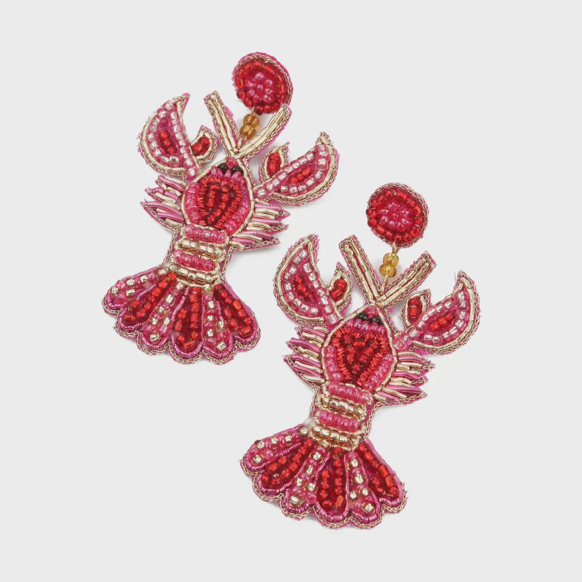 Earrings: Drop Handmade Beaded Lobsters - Red - My Doris
