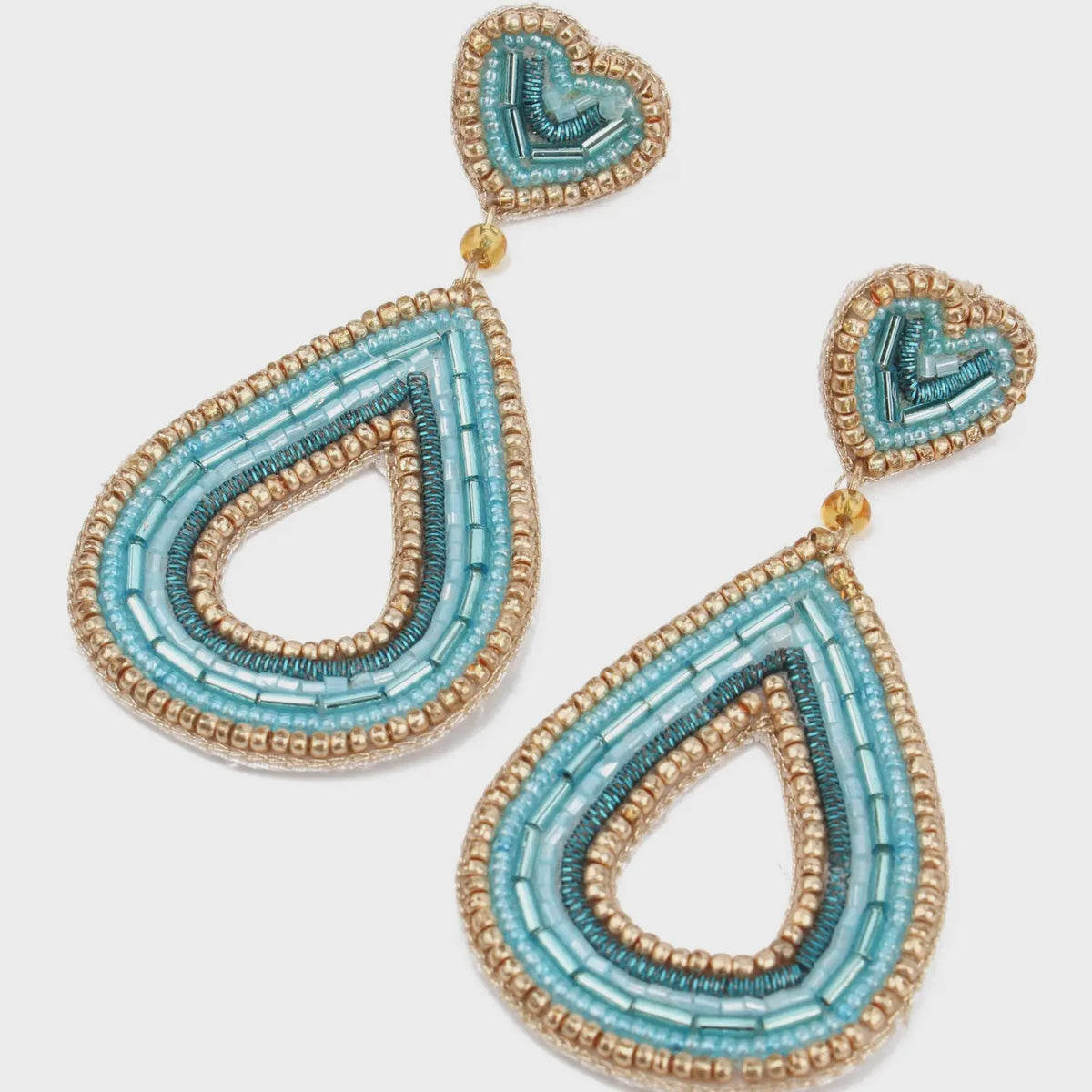 Earrings: Drop Handmade Beaded - Green - My Doris