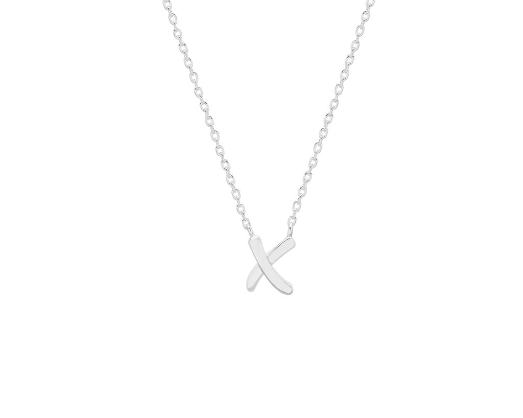 Necklace on Card: Pendant Kiss X WITH LOVE - Silver Plated - Estella Bartlett