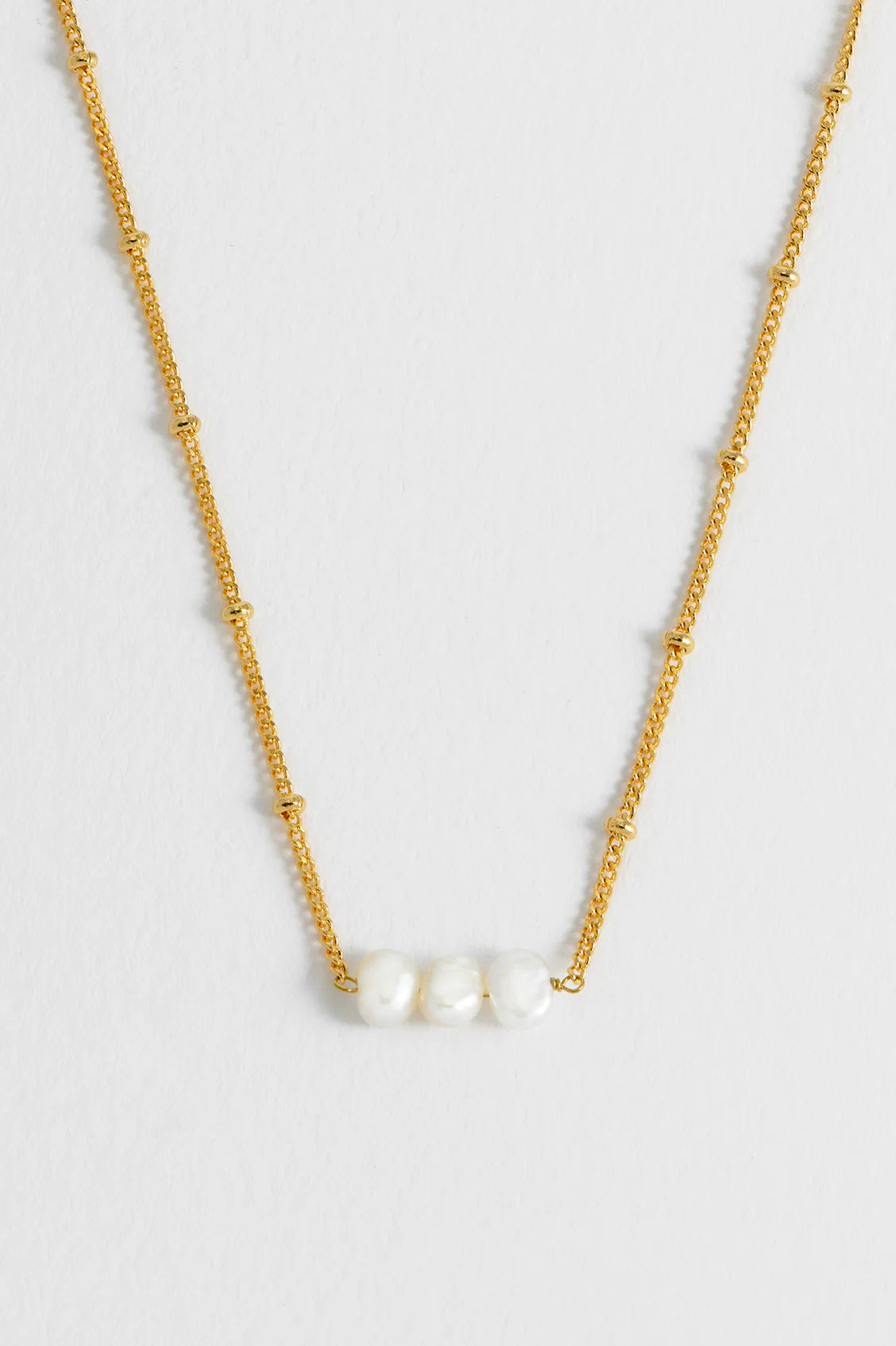 Necklace on Card: Beaded Chain & Pearl WITH LOVE - Gold Plated - Estella Bartlett