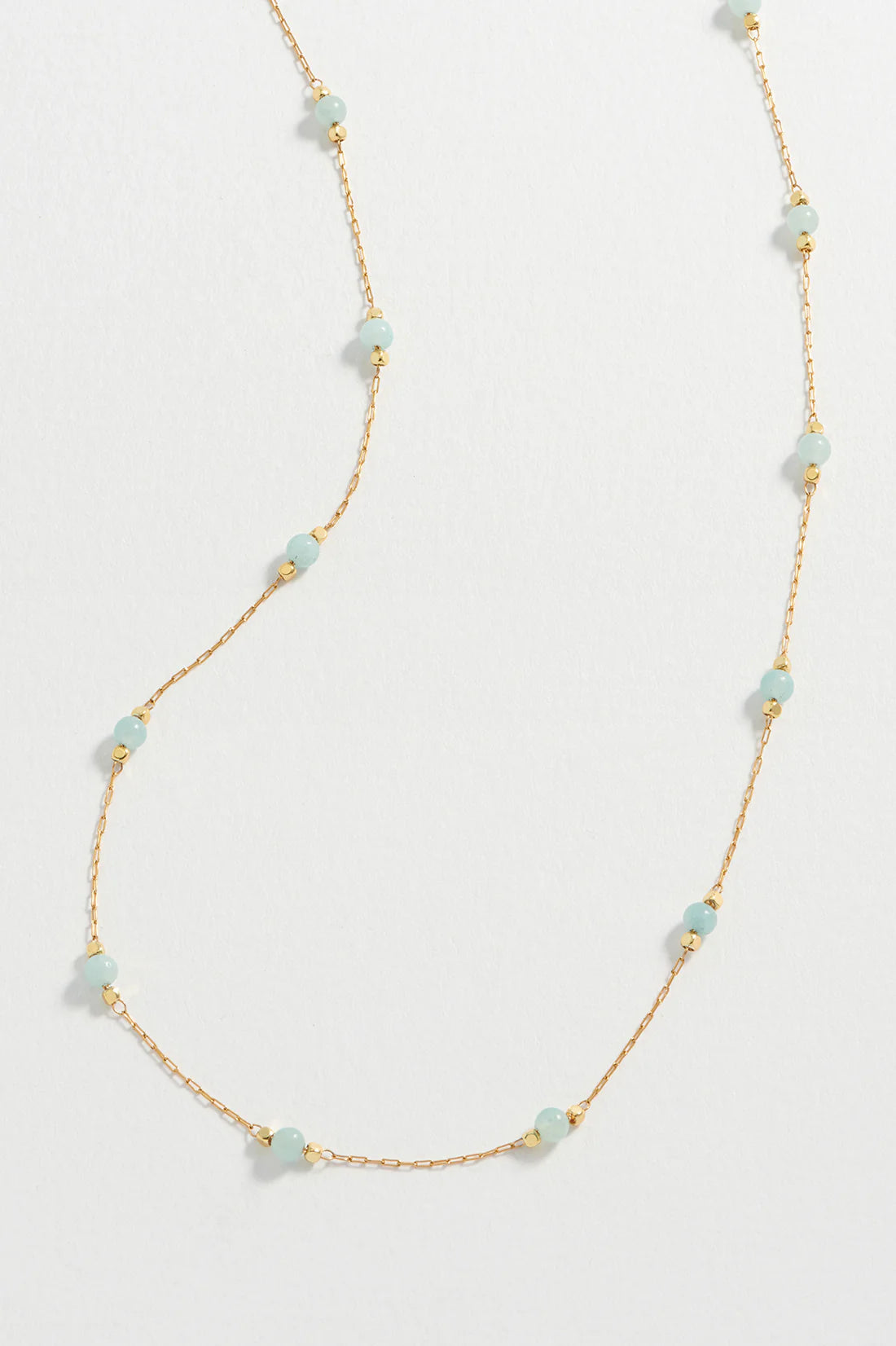 Necklace: Short Chain Wellness Amazonite  Beaded Paperlink - LUCK - Gold Plated Estella Bartlett