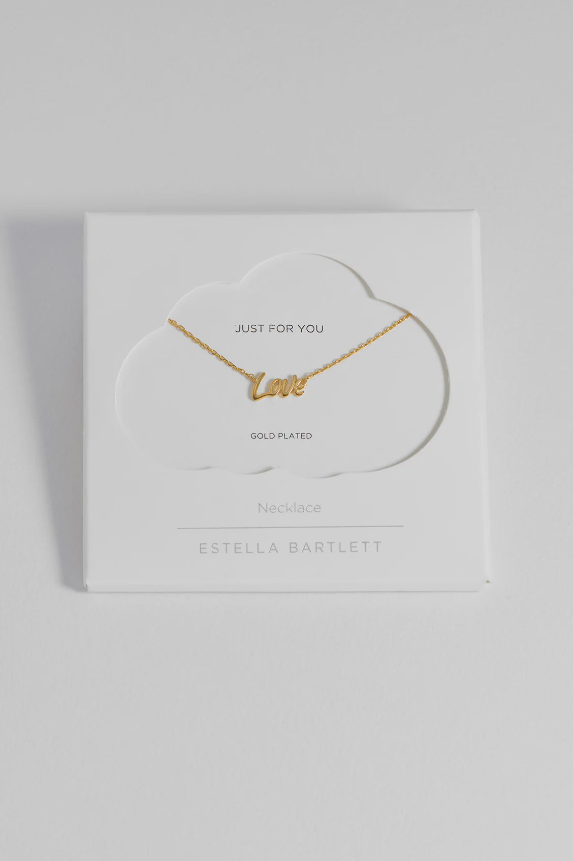 Necklace on Card: Short Chain - Love- JUST FOR YOU - Gold Plated - Estella Bartlett