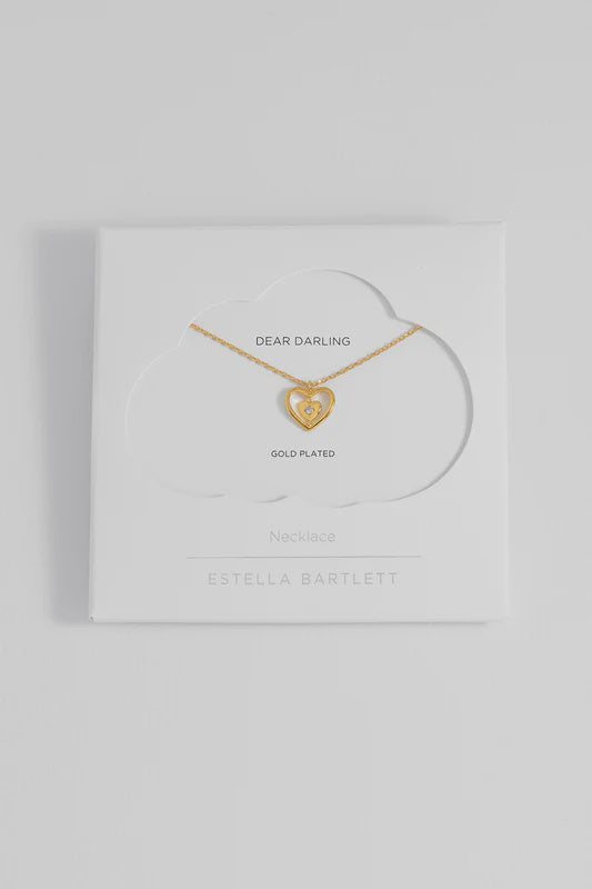 Necklace on Card: Pendant Heart CZ - Gold Plated - Estella Bartlett””
