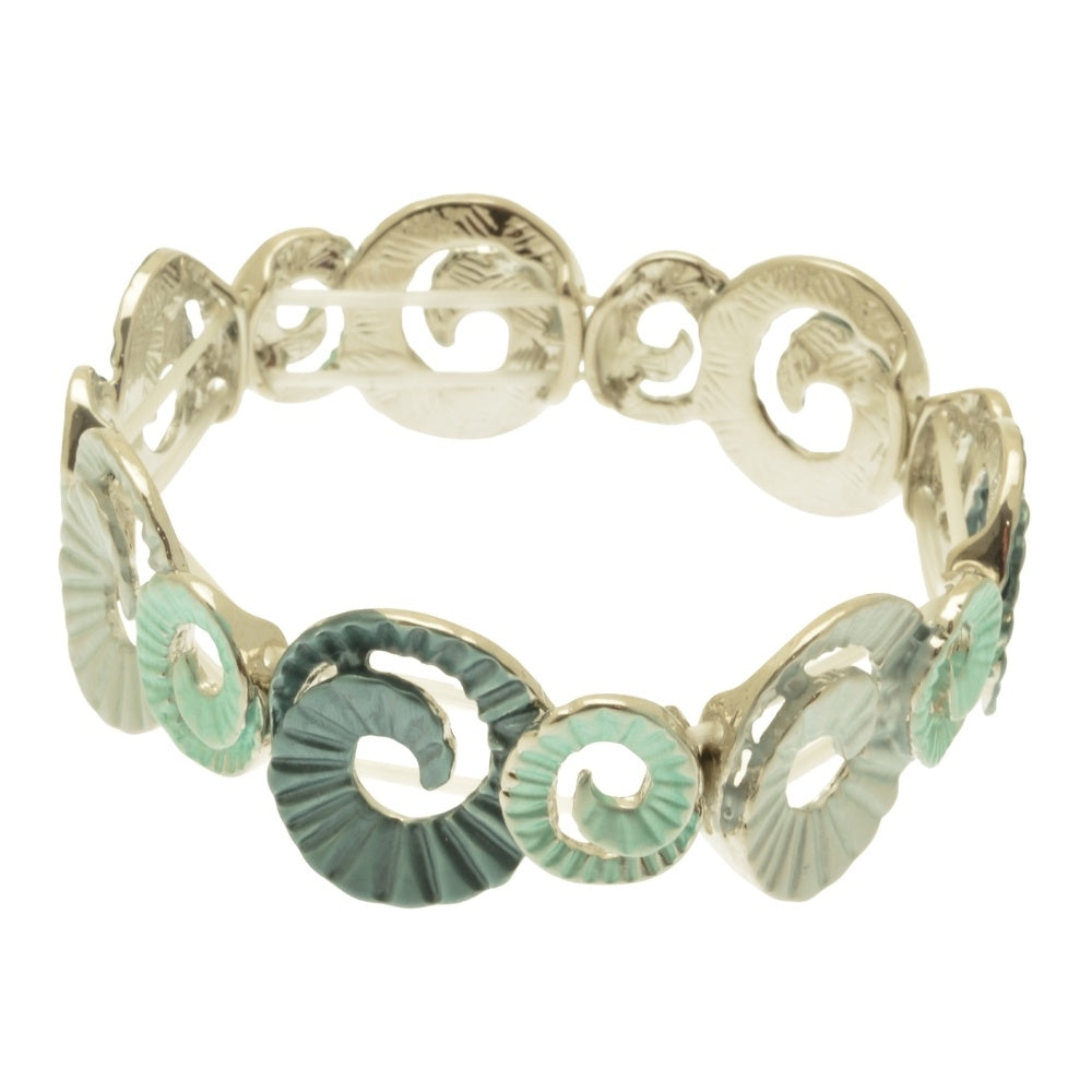Bracelet: Stretch Green Ammonite Elasticated - Miss Milly
