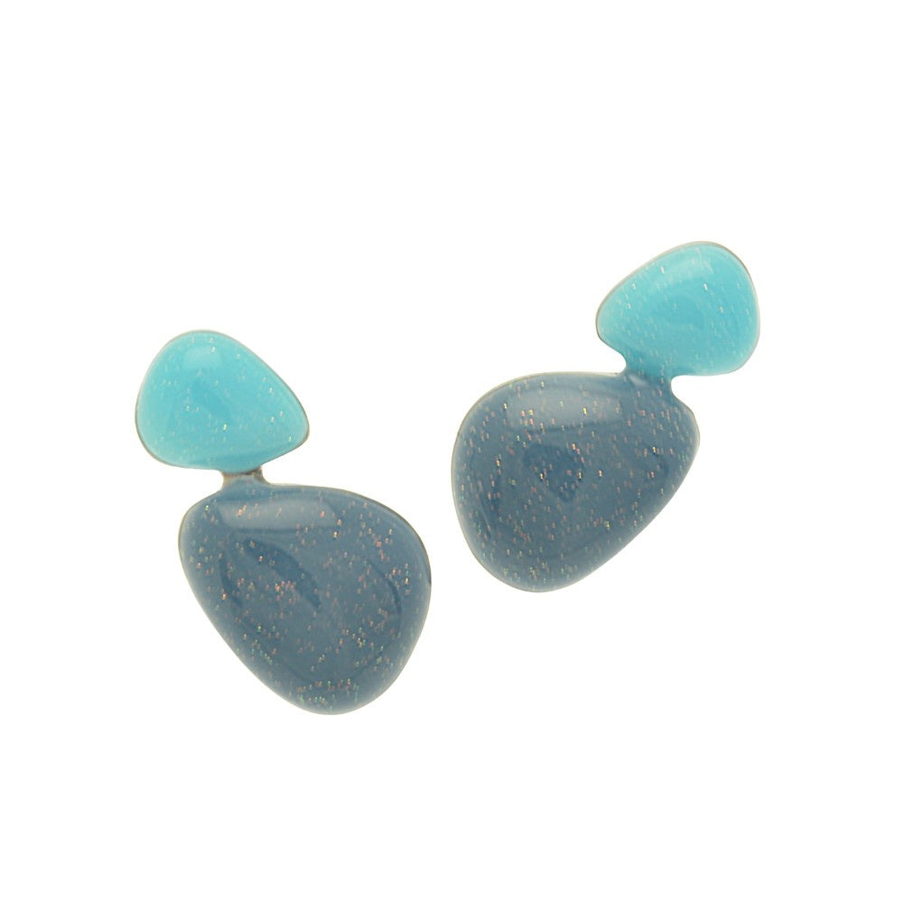 Earrings: Stud Resin Triangle - Blue - Miss Milly
