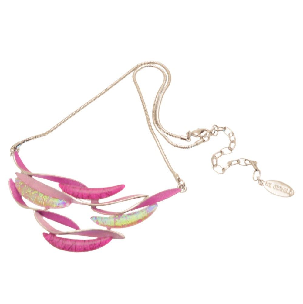Necklace: Short Adjustable Resin Wave - Pink - Miss Milly