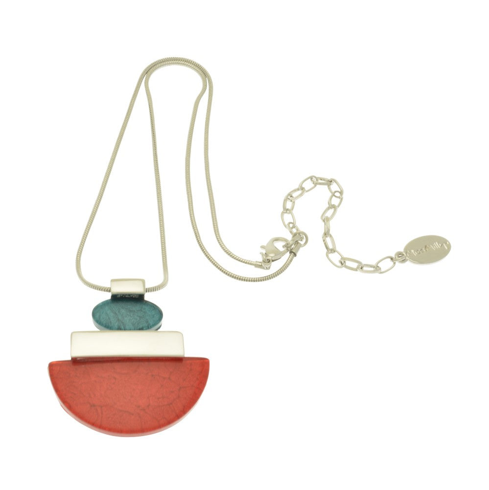 Necklace: Short Adjustable Resin Statement Deco - Red - Miss Milly