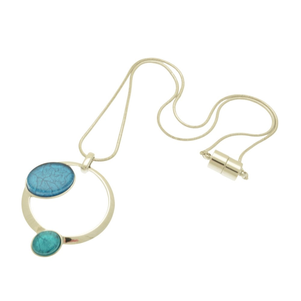 Necklace: Short Magnetic Resin Lozenge - Blue - Miss Milly