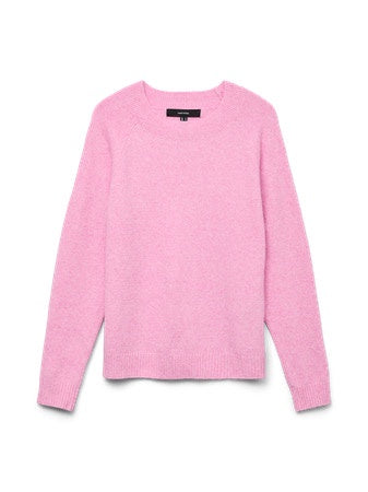 Jumper: Fine Knit Round Neck Long Sleeve  DOFFY - Baby Pink