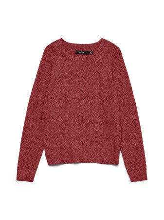 Jumper: Fine Knit Round Neck Long Sleeve  DOFFY - Syrah Wine Red