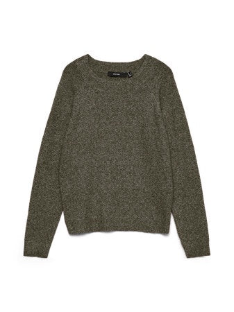 Jumper: Fine Knit Round Neck Long Sleeve  DOFFY - Grape Green