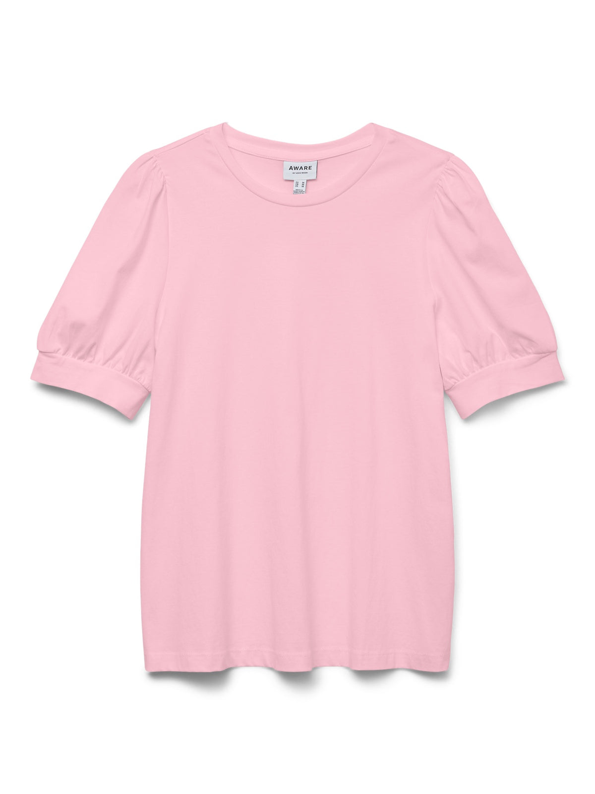 Top: Organic Cotton Jersey Short Gathered Sleeve O Neck KERRY  - Parfait Pink - Vero Moda Aware