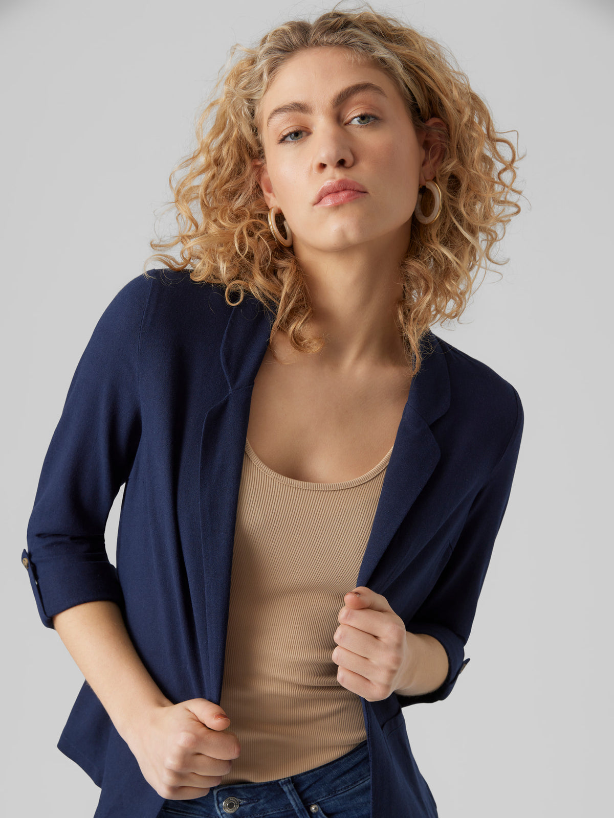 Blazer: LENZING™ ECOVERO™ 3/4 Sleeve Loose JESMILO - Navy Blazer - Vero Moda