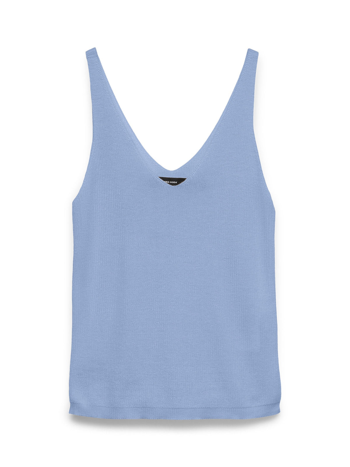 Top: Fine Knit Sleeveless V Neck Vest Ribbed NEWLEX  - Denim Blue - Vero Moda
