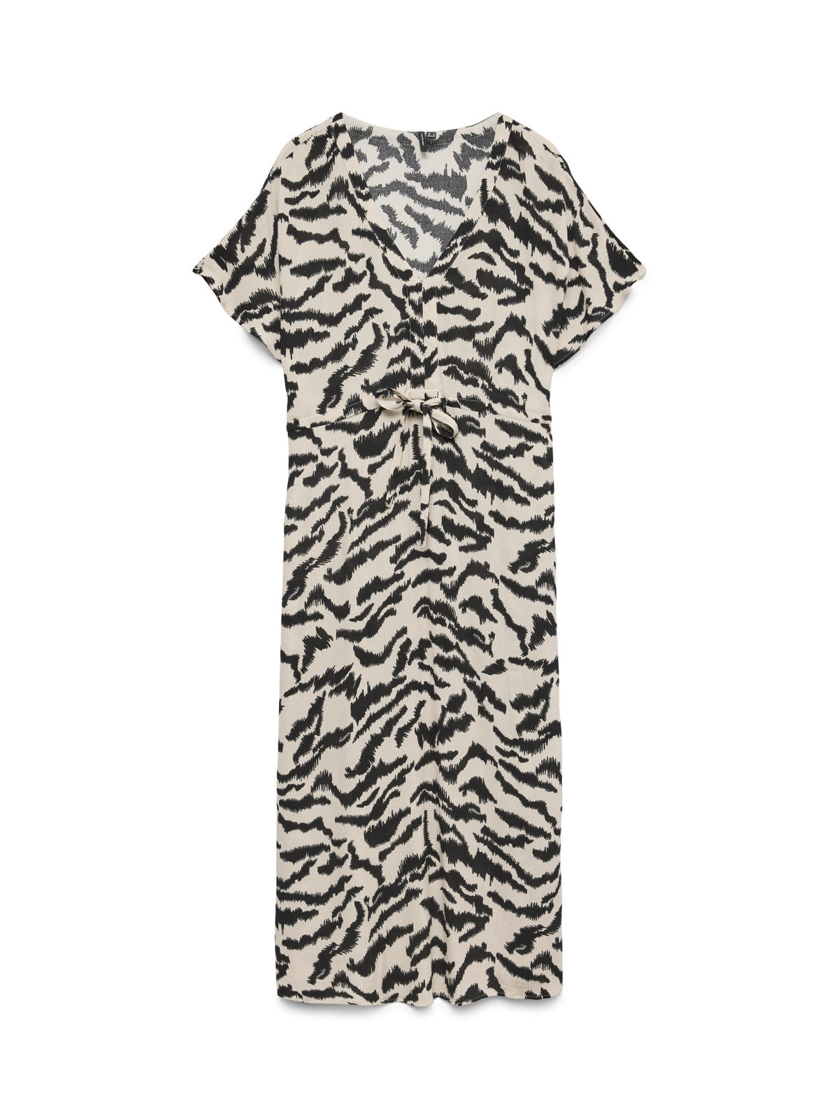 Long dress: ECOVERO 7/8 Kaftan Tie Waist Animal Print MENNY  - Beige & Black - Vero Moda