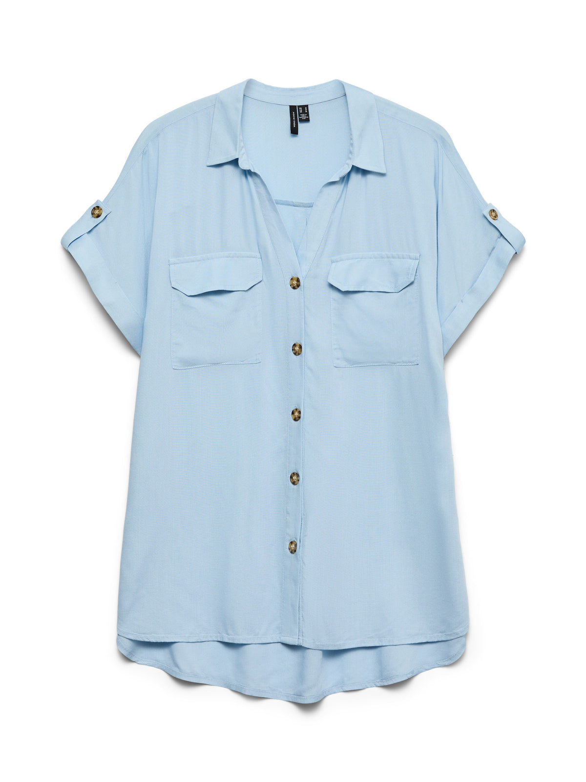 Shirt: Livaeco Short Sleeve Button Cuff BUMPY  - Cashmere Blue - Vero Moda