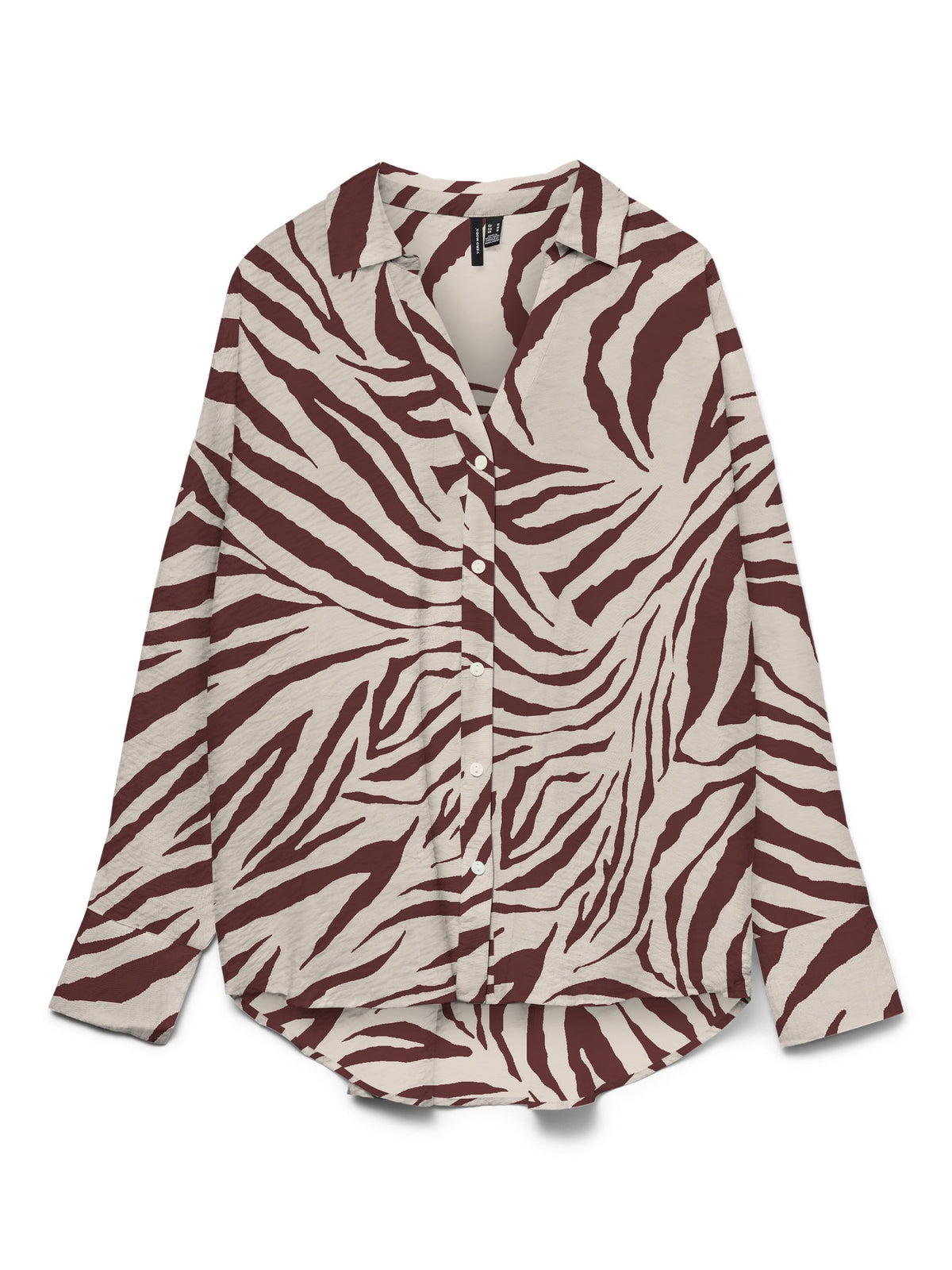 Shirt: Livaeco Zebra Long Sleeve Oversize JOSIE  - Ivory & Andorra Brown - Vero Moda