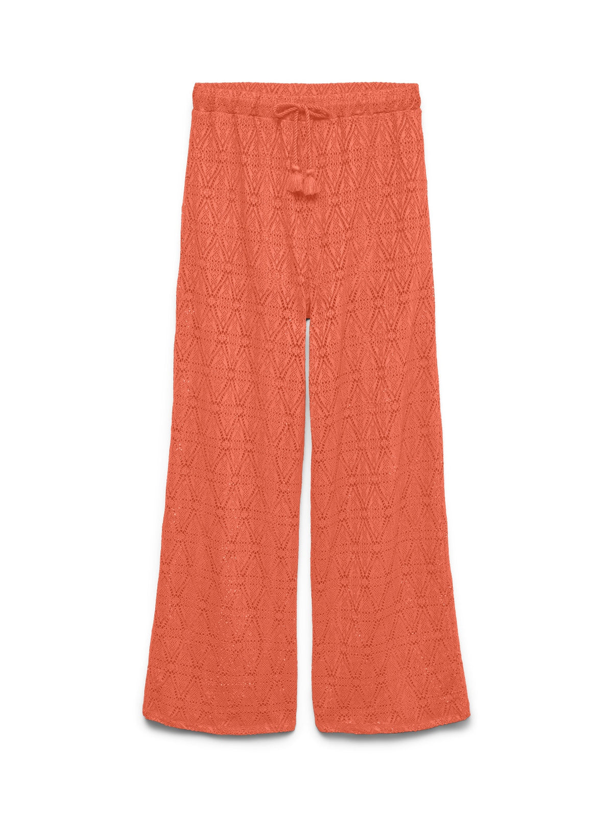 Trousers: Crochet Stretch High Waist Wide Leg MAYA   - Langoustino Orange - Vero Moda