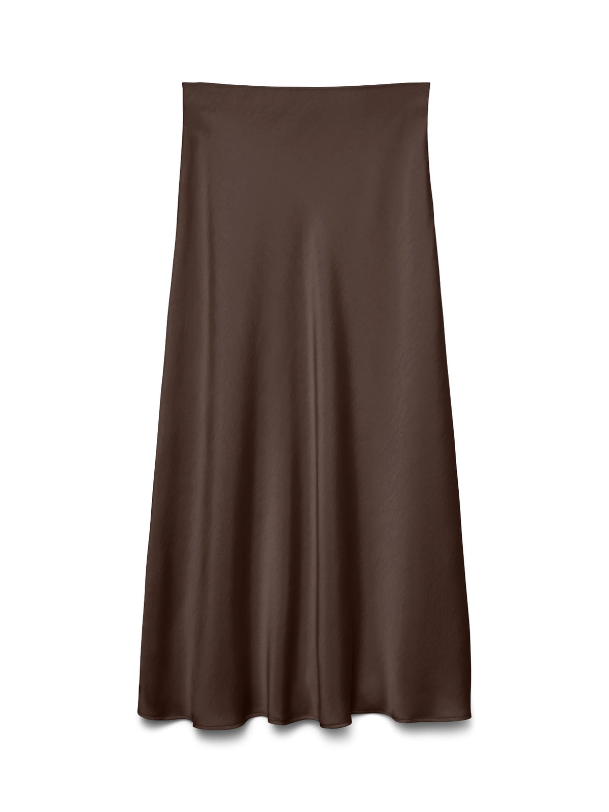 Long Skirt: Silky High Waist Flare LIVIA  - Chocolate Brown - Vero Moda