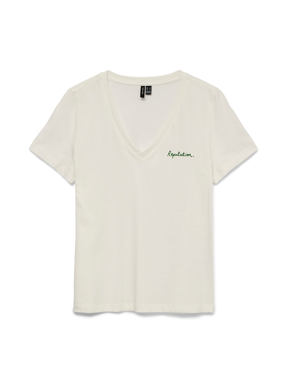 T-Shirt: Organic Cotton Reputation Short Sleeve V Neck VIOLA  - Snow White - Vero Moda