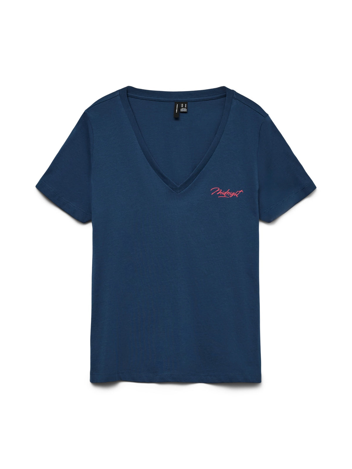 T-Shirt: Organic Cotton Midnight Short Sleeve V Neck VIOLA  - Dark Denim Blue - Vero Moda