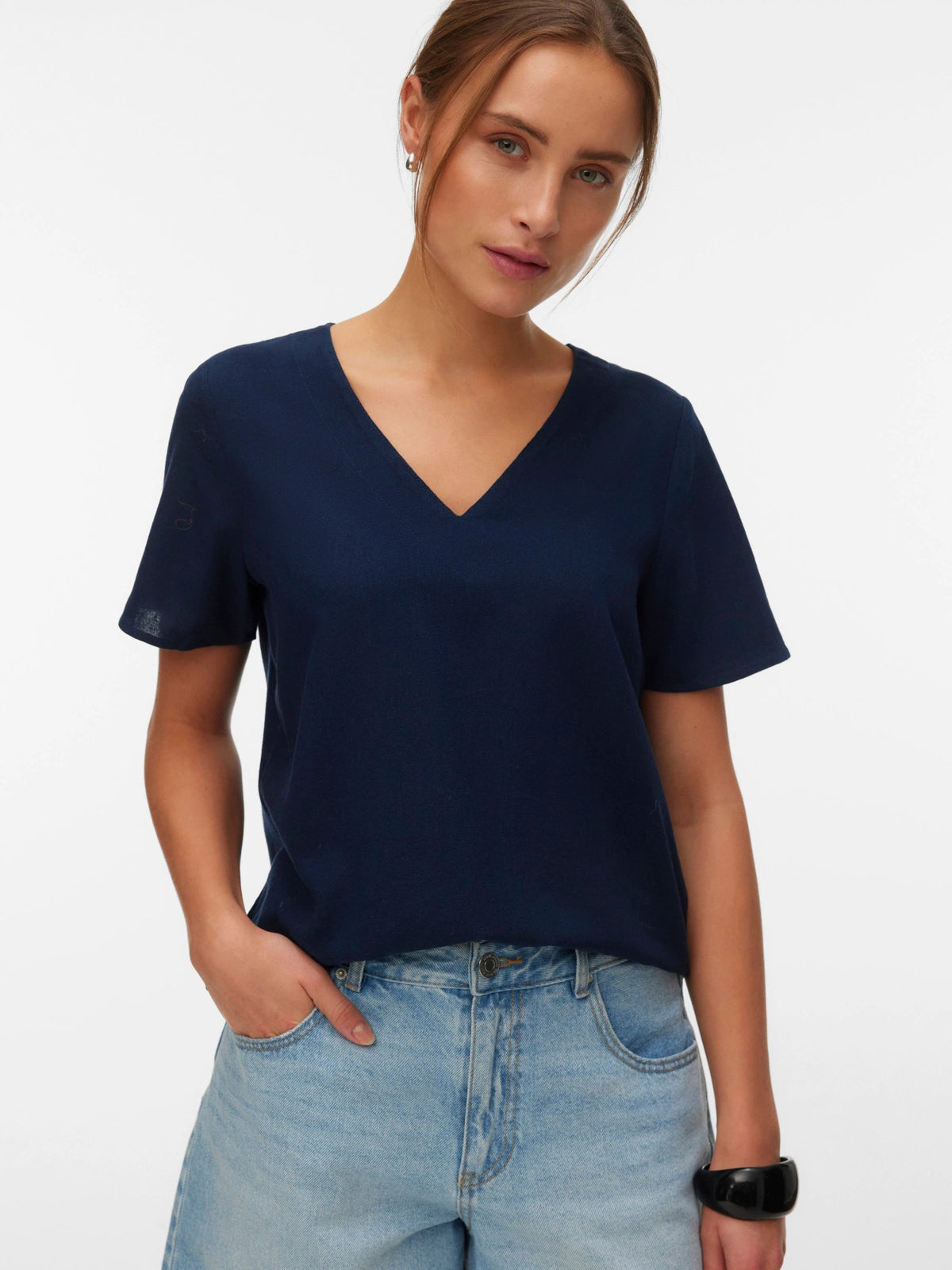 T-Shirt : V Neck MYMILO - Navy - Vero Moda