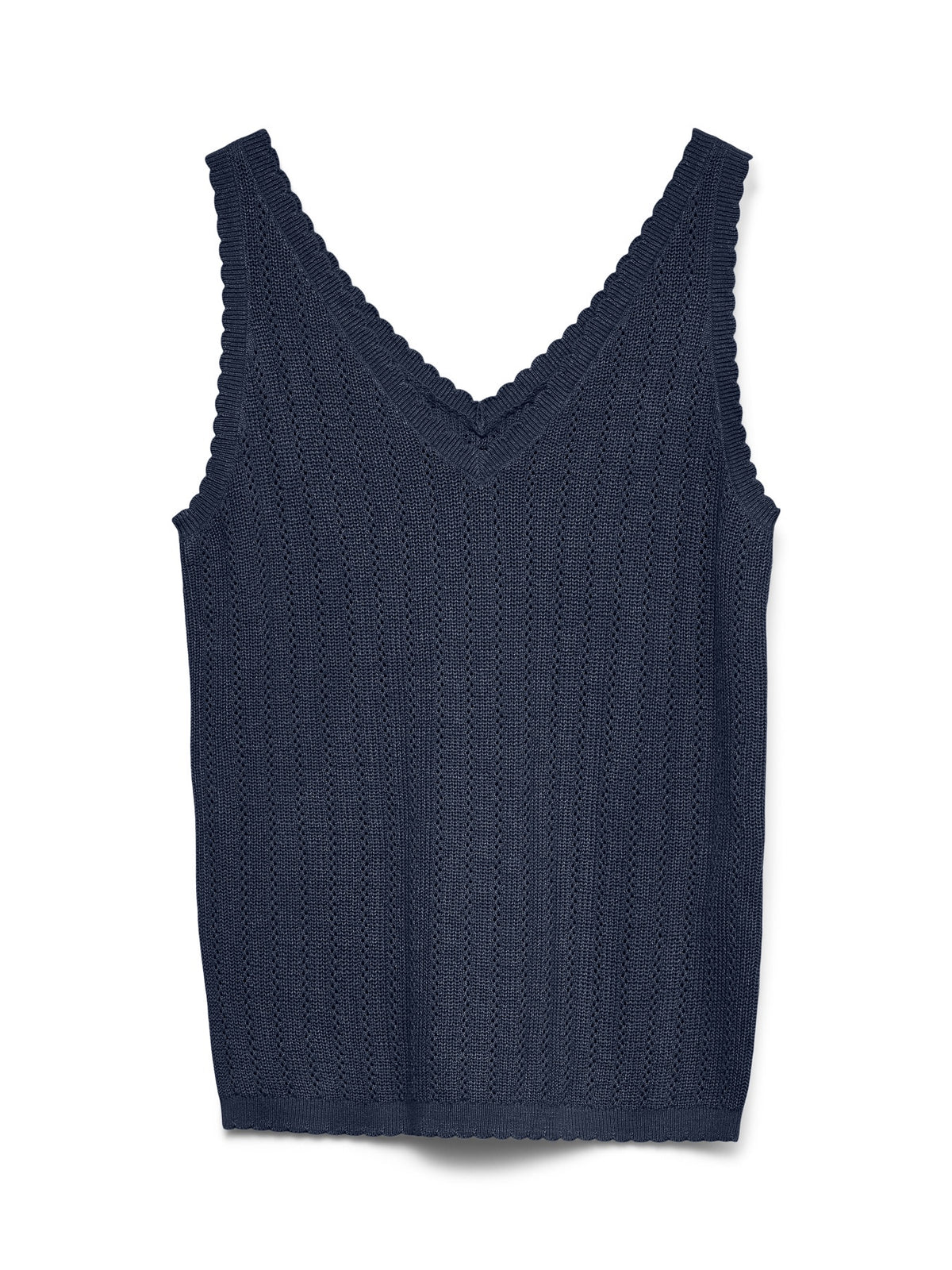 Top: Cotton Mix Knit Sleeveless V Neck Vest Pointelle NEWLEX  - Navy Blue Blazer - Vero Moda